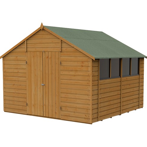 Forest Garden 10x10ft Double Door Shiplap Dip Treated Apex Garden Shed