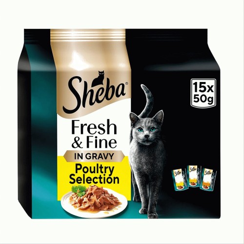 Pack of 80 Sheba Fine Flakes in Jelly Poultry Selection