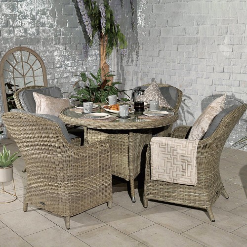 Royalcraft Wentworth Rattan 4 Seater Round Imperial Dining Set ...