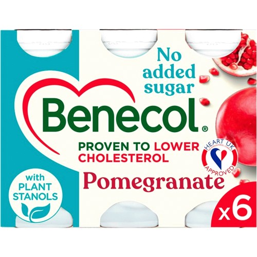 Benecol No Added Sugar Pomegranate Yogurt Drinks (6 x 67.5g)