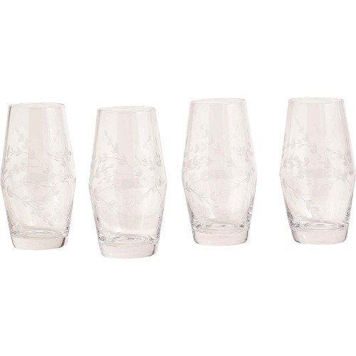 Set of 4 Textured Platinum Rim Highball Glasses, M&S Collection