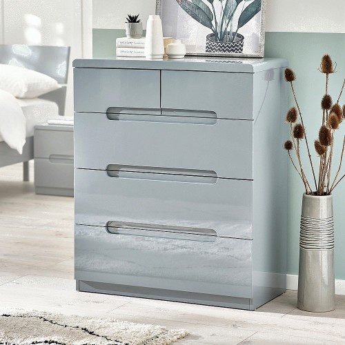 Julian Bowen Manhattan 5 Drawer Grey Chest of Drawers Compare Prices Where To Buy Trolley