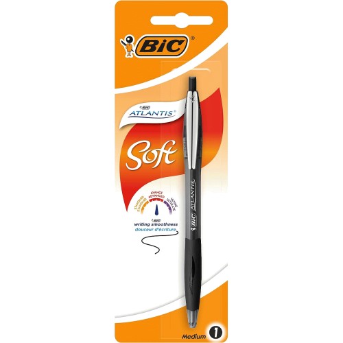 BIC Atlantis Soft Retractable Ballpoint Pen Black Single Pack Compare