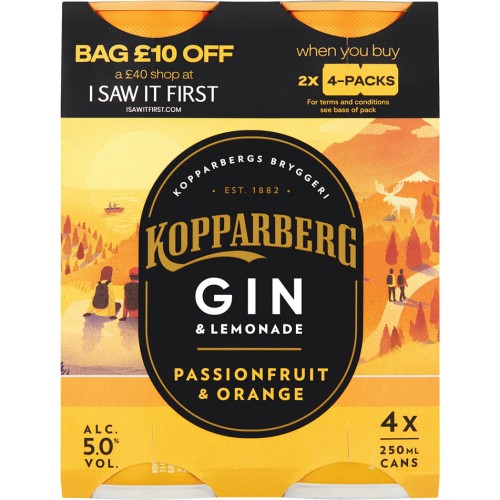 Kopparberg Gin & Lemonade Passionfruit & Orange 4x250 (4) Compare Prices & Where To Buy