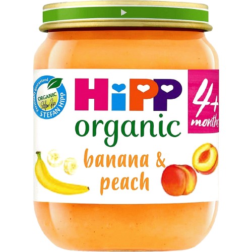HiPP Organic Banana and Peach Baby Food Jar 4+ Months (125g)