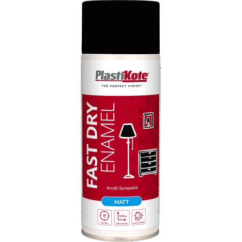 PlastiKote Black Fast Dry Enamel Acrylic Matt Spray Paint Compare