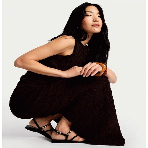 F&F Textured Split Hem Co-ord Maxi Skirt in Brown