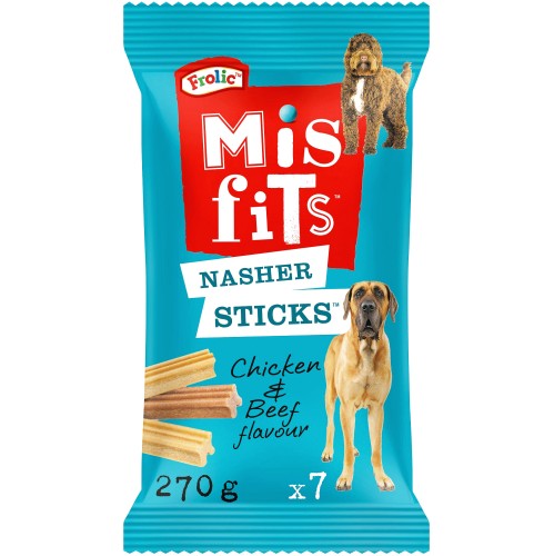 Misfits Nasher Sticks Adult Large Dog Treats with Chicken and Beef (7 x 270g)
