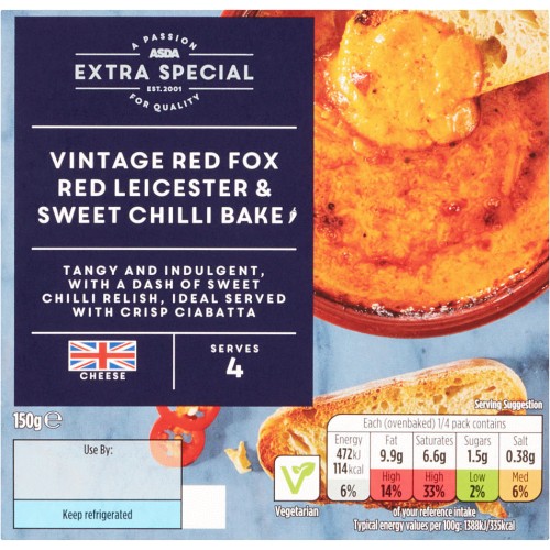 ASDA Extra Special Vintage Red Fox Red Leicester & Sweet Chilli Bake (150g) Compare Prices