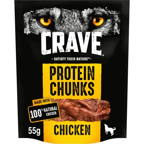 Crave Natural Grain Free Protein Chunks Adult Dog Treat Chicken (55g)