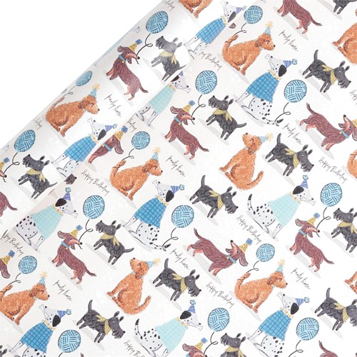 Sainsbury's Dogs Animal Happy Birthday Birthday Gift Wrap Wrapping