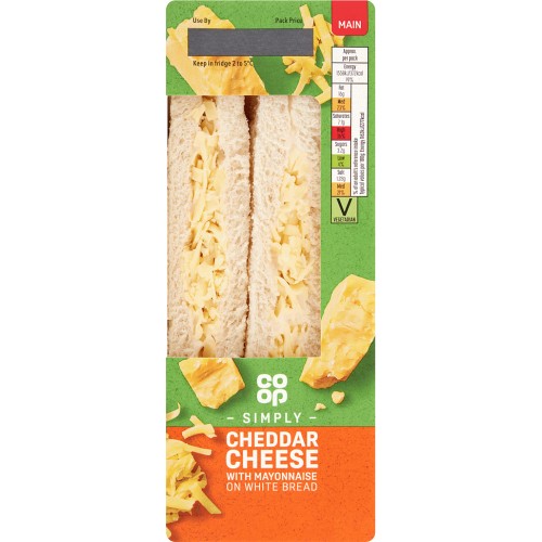 Coop Simply Cheddar Cheese with Mayonnaise on White Bread Compare