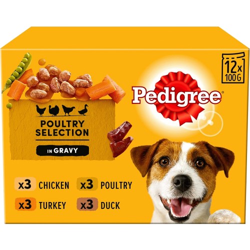 Adult Wet Dog Food Pouches Mixed Selection in Gravy 12x100
