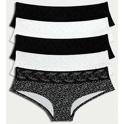 F&F 5-Pack Cotton Rich Lace Waist Briefs in Multi