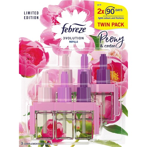 Febreze 3Volution Peony & Cedar Plug-In Air Freshener Refill Twin Pack (2 x  20ml) - Compare Prices & Where To Buy 