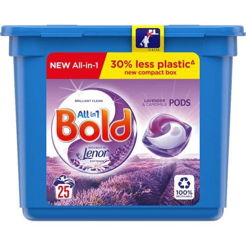 Bold All-in-1 Pods Washing Liquid Capsules Lavender & Camomile 25 ...