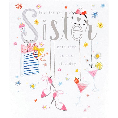 Icons Shopping & Cocktails Sister Birthday Card
