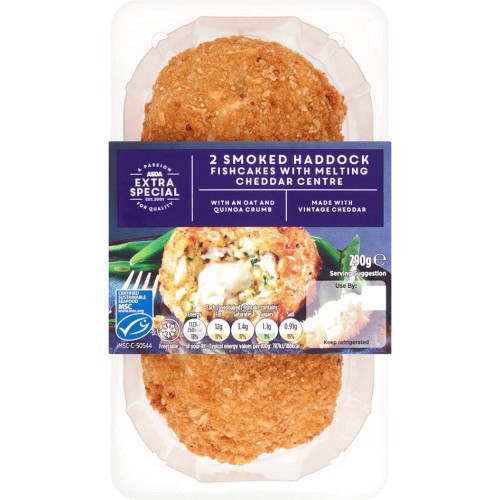 ASDA Extra Special 2 Smoked Haddock Fishcakes with Melting Cheddar ...