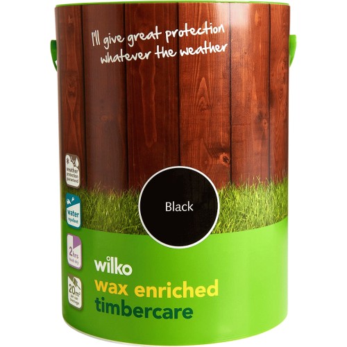 Wilko Wax Enriched Timbercare Black Exterior Wood Paint 5 Litre Compare Prices Where To Buy Trolley