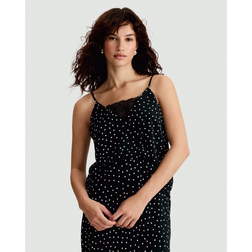 F&F Polka Dot Lace Trim Cami in Multi Black