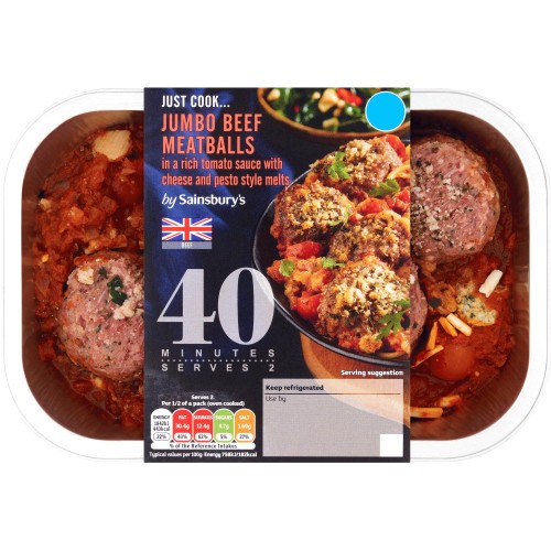 Sainsbury's Jumbo British Beef Meatballs in a Rich Tomato Sauce with Half Cherry Tomatoes (520g