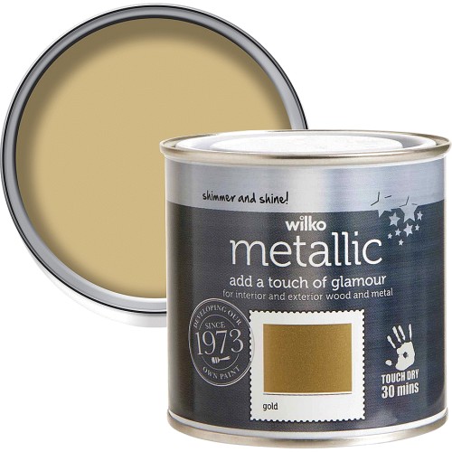 Wilko Metallic Wood and Metal Gold Paint 250ml