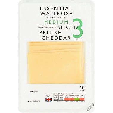 Essential Medium Sliced Cheddar Strength 3