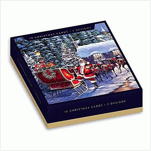 Box of 10 Christmas Cards In Santa & Snowman Designs Assorted Xmas Card ...