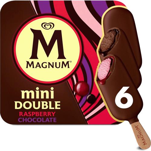 Magnum Mini Double Raspberry & Chocolate Ice Cream Lollies (6 x 60ml ...
