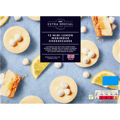 ASDA Extra Special 12 Mini Lemon Meringue Cheesecakes (270g) Compare