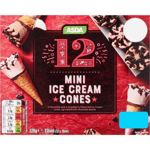 ASDA 12 Mini Ice Cream Cones (12 x 28ml, 19g) Compare Prices & Where