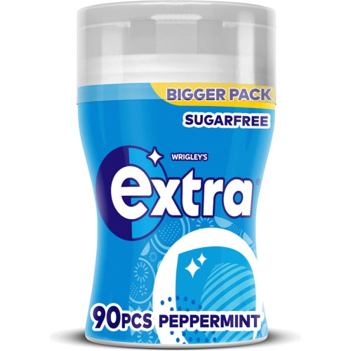 Wrigley's Extra Peppermint Chewing Gum Sugar Free Large Bottle (90 x