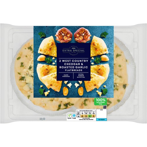 ASDA Extra Special 2 West Country Cheddar & Roasted Garlic Flatbreads