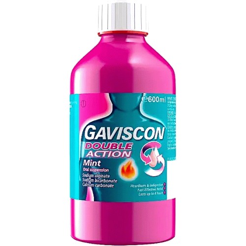 gaviscon heartburn liquid double action peppermint 600ml