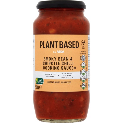 Plant Based by ASDA Smoky Bean & Chipotle Chilli Cooking Sauce (500g