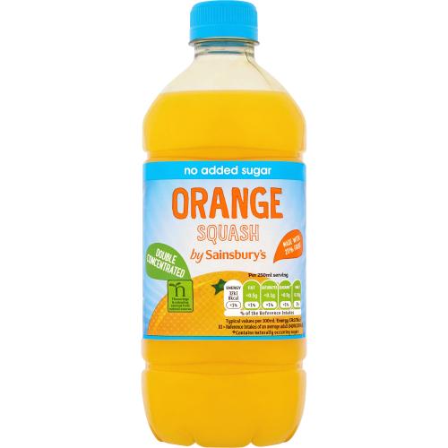 Sainsbury's Double Strength Orange Squash No Added Sugar (750ml