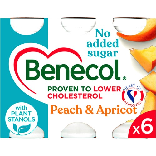 Benecol Peach & Apricot NAS Yogurt Drinks 6x67.5