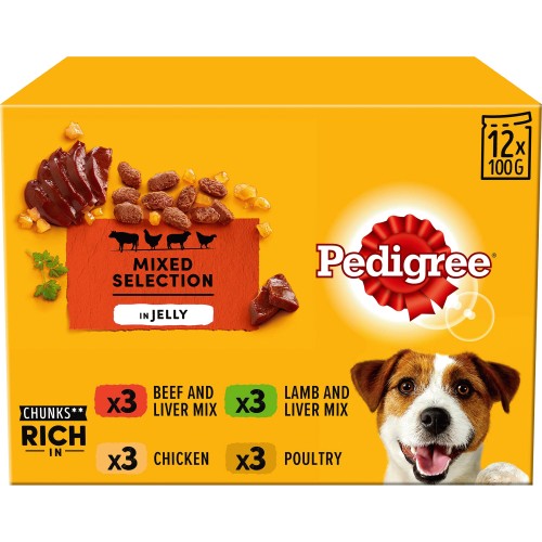 Adult Wet Dog Food Pouches Mixed in Jelly