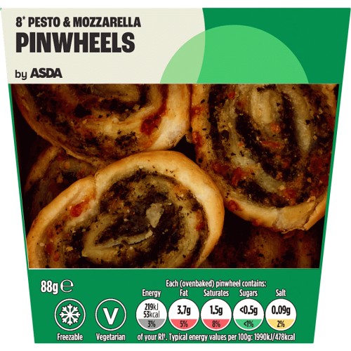 ASDA 8 Pesto & Mozzarella Pinwheels (8 x 11g) Compare Prices & Where