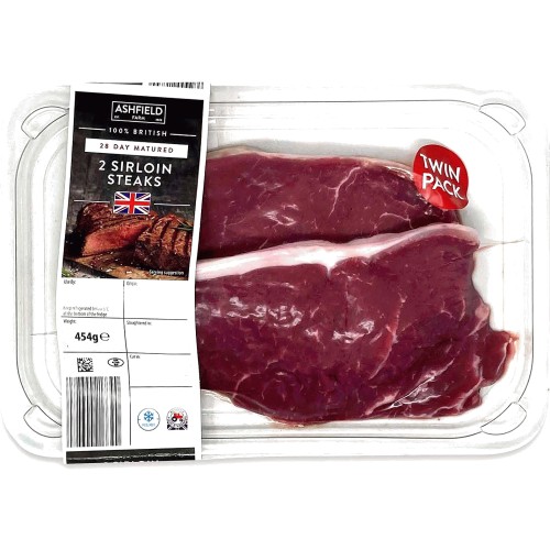Ashfield Farm 100 British 28 Day Matured 2 Sirloin Steaks (454g