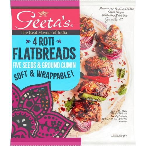 Geeta's Five Seeds & Ground Cumin Roti Flatbreads (260g) - Compare ...