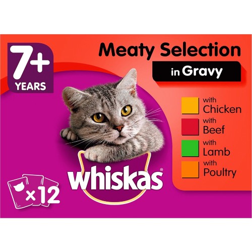 Senior Wet Cat Food Pouches Meaty Selection in Gravy