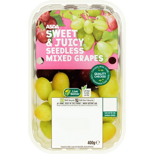 ASDA Sweet & Juicy Seedless Mixed Grapes (Colours may vary) (400g