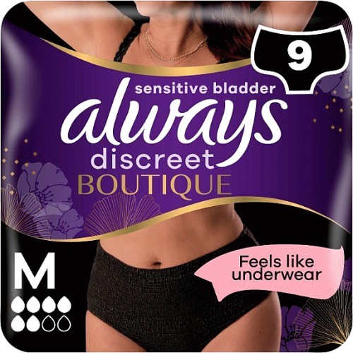 Always Discreet Boutique Incontinence Pants Low-Rise Black (8) - Compare  Prices & Where To Buy 