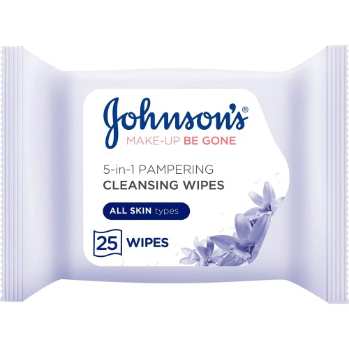 JOHNSON'S Make-Up Be Gone 5-in-1 Pampering Cleansing Wipes 25 Wipes
