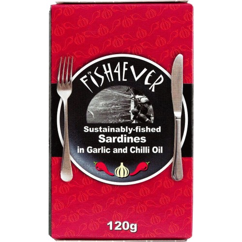 Fish 4 Ever Sardines in Organic Olive Oil Chilli & Garlic (120g