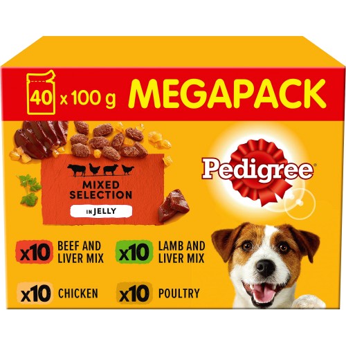 Adult Wet Dog Food Pouches Mixed in Jelly Mega Pack