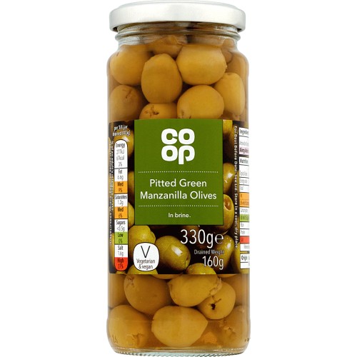 Coop Pitted Green Manzanilla Olives in Brine (330g) Compare Prices