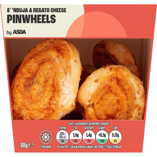 ASDA 8 'Nduja & Regato Cheese Pinwheels (8 x 11g) Compare Prices