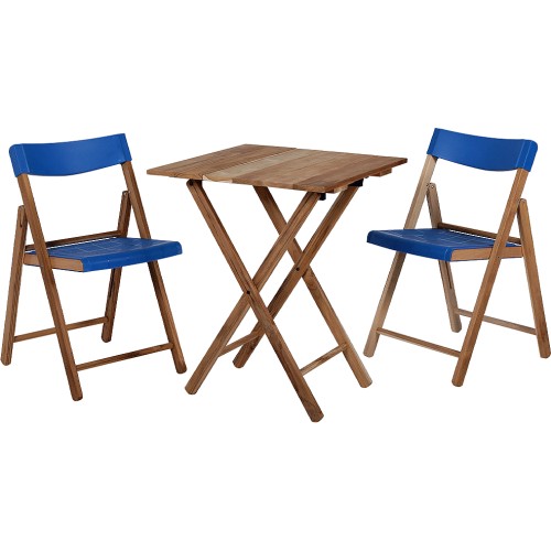 Tramontina Folding Table and 2 x Chairs 3Pcs Wooden Garden Furniture Set Sustainable Teak Wood